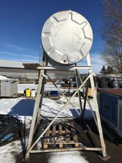 Farm Fuel Tank on Stand. Approximately 1700L, Hoses Nozzle Included (Needs to be Attached) Gas Cap Missing.