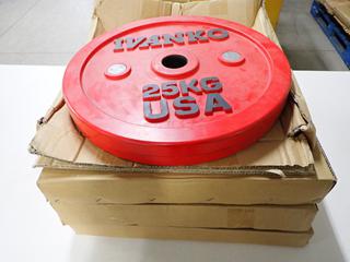 (4) Ivanko OCB Calibrated 25kg Bumper Plates, Unused.