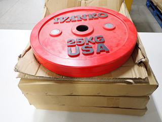 (4) Ivanko OCB Calibrated 25kg Bumper Plates, Unused.