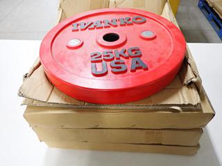 (4) Ivanko OCB Calibrated 25kg Bumper Plates, Unused.