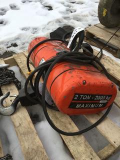 Columbus McKinnon Corp 2 Ton Electric Hoist, S/N NL2754YE.