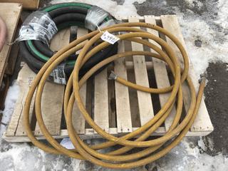 Manus Abrasive 50' Roll SR100-4 150 Psi Hose and 1" High Pressure Hose c/w Quick Couples. *Unknown Length*