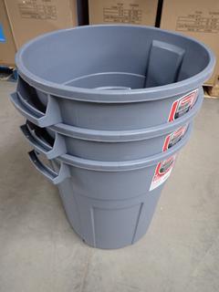 (3) Rubbermaid Roughneck 20 Gal. Garbage Pail.