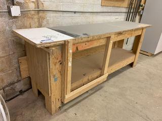 Custom Built Work Bench, 8'x 24.5"x 3'.