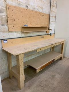 Custom Built Work Bench, 97.5"x 23.5"x 35.25".