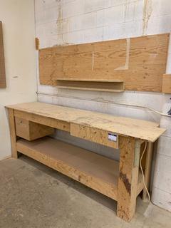 Custom Built Work Bench, 93"x 2'x 3'.