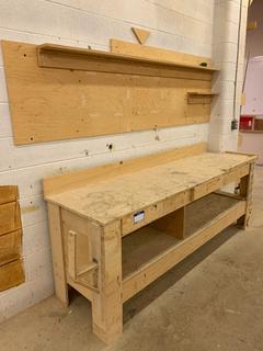 Custom Built Work Bench, 91.25"x 25"x 32".