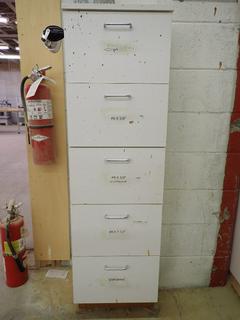 5 Drawer Cabinet 16 3/4" x 16" x 53" c/w Assorted Nuts, Bolts and Screws.