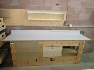 Custom Built Work Bench, 97"x 26"x 37".