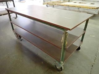 Custom Built Rolling Bench/Cart, 64 1/2"x 31"x 31 1/2".