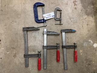 (3) 12" Bar Clamps & (1) 5" & (1) 3" C-Clamps.