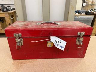 Metal Tool Box c/w Assorted Hand Tools Including Wrenches, Pliers, Chisels, Etc.