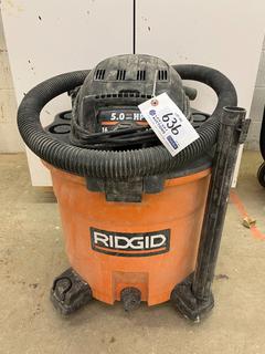 Ridgid Model WD16360 5hp 16 Gallon Wet/Dry Vac c/w Bags.