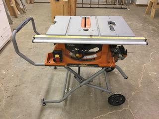 Ridgid Model R4510 120V 60Hz 15A 10" Pro Jobsite Table Saw c/w Stand.