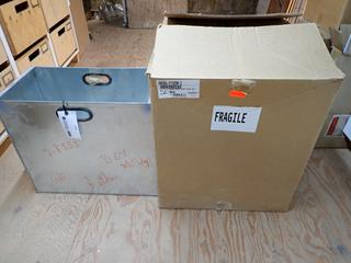 (1) Double 50 Qt Bottom Mount Waste Container and (1) Metal Drawer 22 1/2" x 11 1/2" x 19 1/2".