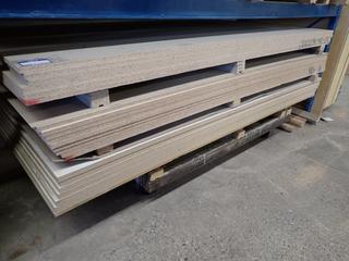 Approximately (22) Sheets of Melamine Board w/ Various Widths.