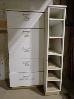 White Cabinet, 35" x 24 1/2" x 53".