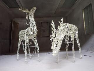 (2) Light-Up Deer Lawn Ornaments.