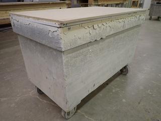 Covered Rolling Bin, 49"x 28 1/2"x 34".