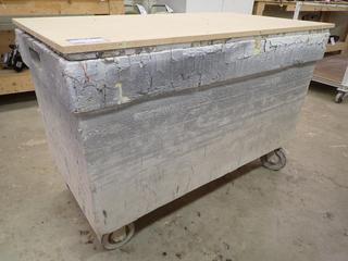 Covered Rolling Bin, 49"x 26 1/2"x 33".