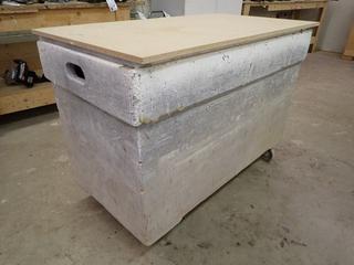 Covered Rolling Bin, 49"x 27 1/2"x 35".