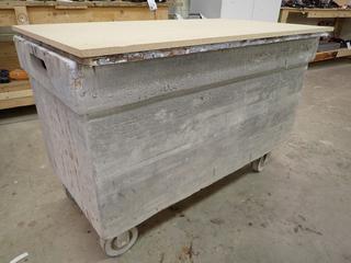 Covered Rolling Bin, 48 1/4x 28 1/4"x 33".