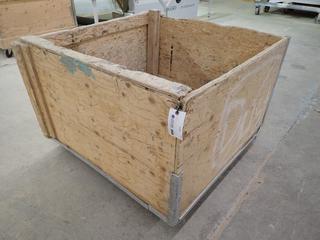 Custom Built Rolling Bin, 49 1/4"x 49"x 33 1/2".