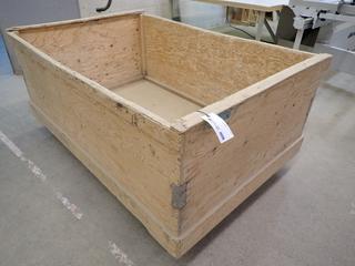 Custom Built Rolling Bin, 74"x 49 1/2"x 33 1/2".