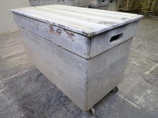 Covered Rolling Bin, 52"x 27"x 33 1/2".