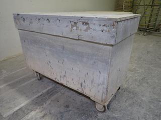 Covered Rolling Bin, 51"x 25 1/2"x 36 1/2".