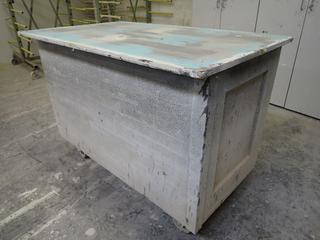 Covered Rolling Bin, 50"x 30 1/4"x 35".