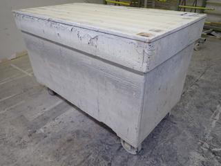 Covered Rolling Bin, 50"x 27 1/4"x 33".