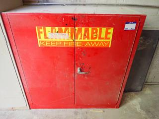 Red 2-Door Metal Cabinet, 43"x 18"x 44 1/2".