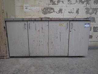 Grey 4-Door Storage Cabinet, 61 1/4"x 17 1/2"x 30".