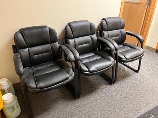 (3) Leather Arm Chairs.