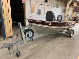 Lund WC14 DLX 14' Aluminum Fishing Boat, C/W Seats, Paddles and Trailer.