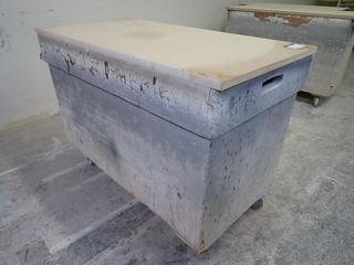 Covered Rolling Bin, 50"x 25"x 35".