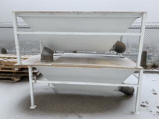 (2) Downdraft Tables c/w (2) Dayton 4C121 13-1/2" Wheel Blowers and Assorted Wooden Forms, 83" x 45" x 34'.