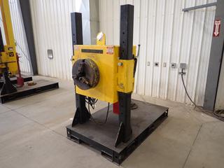 2013 LJ Welding Automation Model 16P-700 3000lb Cap. 110V Single Phase Vertical Adjust Positioner C/w Foot Controller, Hybrid Drive Speed Control And 16in 3-Jaw Chuck And Counterweight. SN 207