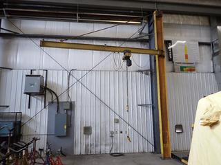 1-Ton Custom Made Jib Crane C/w Approx. 17ft Horizontal length, Approx. 15ft Horizontal Height, Approx. 20ft Vertical Height, 1-Ton Zip V Chain Hoist And Controller *Note: Certified Until July 16, 2022 By JRF Crane Services, Buyer Responsible For Loadout*