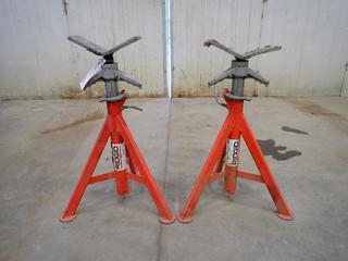 (2) Ridgid Model VJ-98 2500lb Cap. 12in Adjustable Pipe Stands 