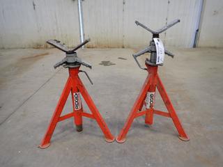 (2) Ridgid Model VJ-98 2500lb Cap. 12in Adjustable Pipe Stands