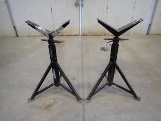 (2) LJ Welding Automation 5000lb Cap. Adjustable Pipe Stands