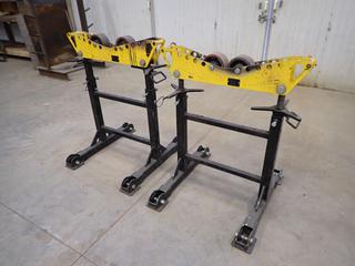 (2) LJ Welding Automation Model HD2-300 4000lb Cap. 3ft Adjustable Pipe Roller Stands