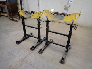 (2) LJ Welding Automation Model HD2-300 4000lb Cap. 3ft Adjustable Pipe Roller Stands