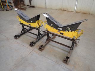 (2) LJ Welding Automation Model HD2L-200 4000lb Cap. 3ft(W) Adjustable Pipe Stands w/ V-Heads