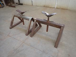 (2) Custom Made 3ft(W) X 20in(H) Adjustable V-Head Pipe Stands