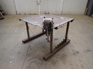 4ft X 4ft X 3ft Steel Work Table C/w Gray Tools No 6 Bench Vise