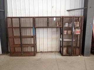 136in X 21in X 74in 3-Section Steel Storage Cabinet C/w Contents