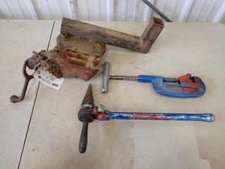 Ridgid BC-610 1/4in - 6in Pipe Vise C/w Ridgid D-476 Pipe Reamer And Ridgid 2A/202 1/8in - 2in Pipe Cutter